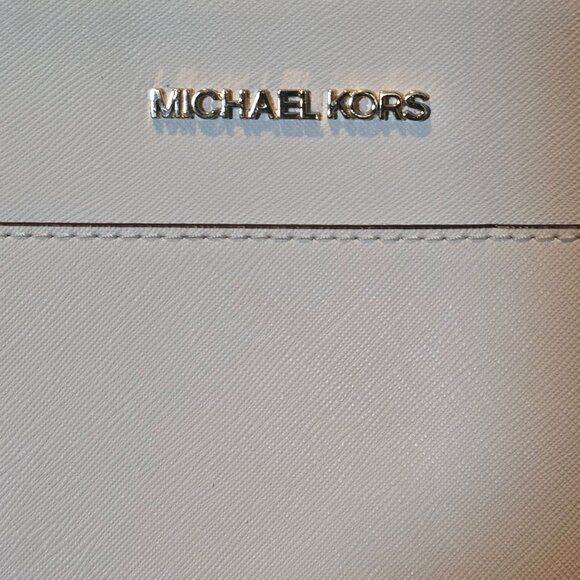 Michael Kors Ciara Large Saffiano Leather Shoulder Double Strap Tote Optic White - Picture 4 of 11